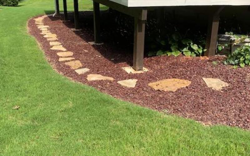 Red Rubber Mulch Porch Landscaping