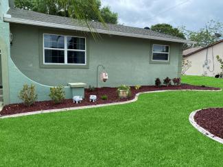 Red Rubber Mulch Landscaping Edging the House