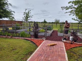 Raised Garden with Rubber Mulch Pathway